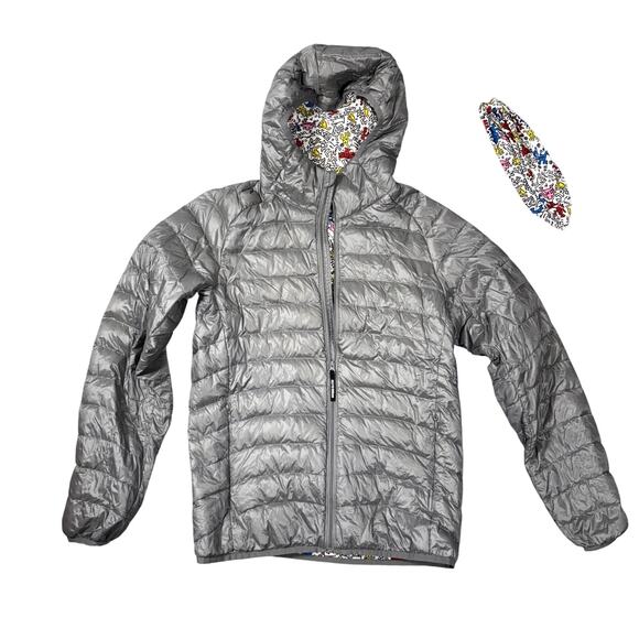 Keith Haring x Uniqlo SPRZ NY Ultra Light Down Puffer Jacket Gray/White Size XS - Picture 1 of 9